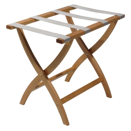 Vertex Designer Curve Leg Luggage Rack with Silver Straps - Light Oak VE2681700